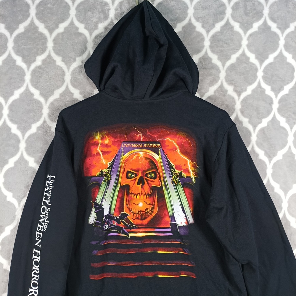 Universal Studios Halloween Horror Nights Hoodie Men Medium Black Skull Full Zip
